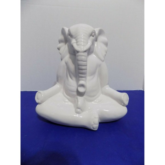 NEW Ceramic Ganesha Elephant Figurine Statue Sculptures Zen Hindu Buddha Yoga - Picture 1 of 4